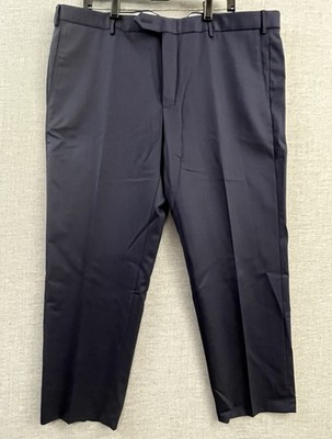 Zanella Parker Dress Pants Mens Blue 40 Italian Wool Rayon Designer Flat Front