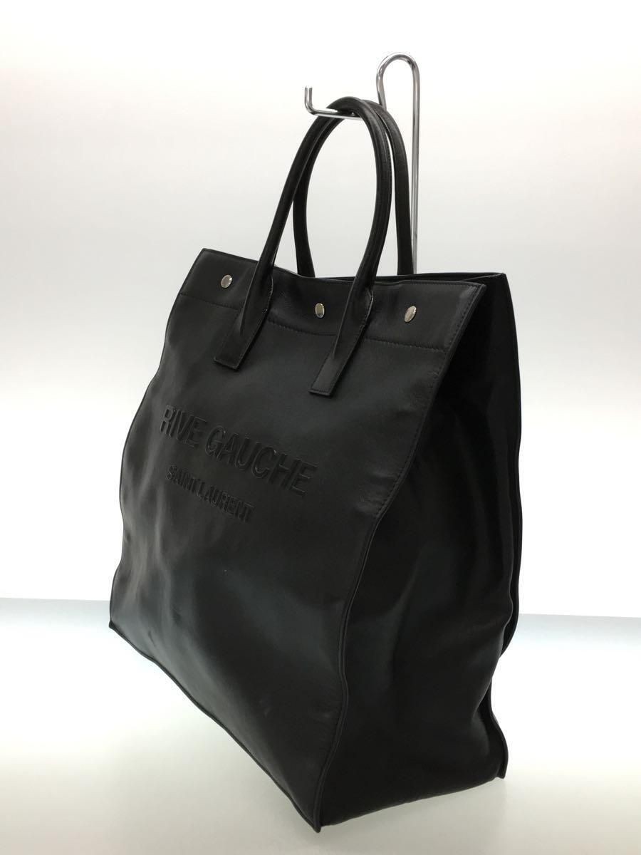 SAINT LAURENT TOTE BAG NORTH SOUTH RIVE GAUCHE PELLE NERA 663970 FILO usata