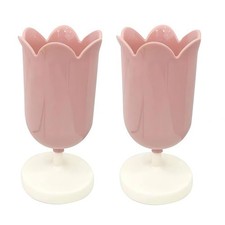 2Pcs Pink Plastic Tulip Pen Holder Cute Pens Cup for Desk Pen Brush Organizer...