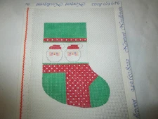 SANTA FACES MINI STOCKING-STITCH ITS-HANDPAINTED NEEDLEPOINT CANVAS