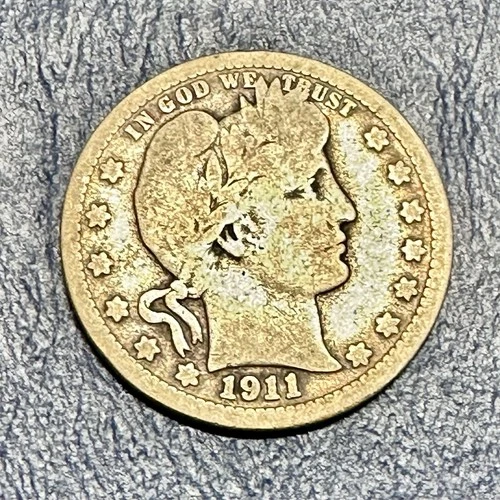 1911 Barber Quarter. 90% Silver. Good Condition. Charity Auction. ￼