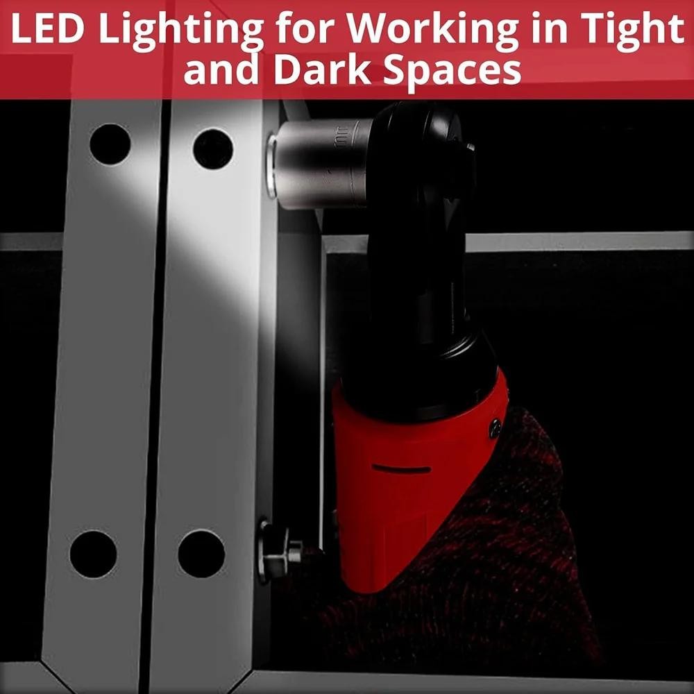 Electric Cordless Ratchet 3/8" Right Angle Wrench Impact Power Tool w/ 2 Battery