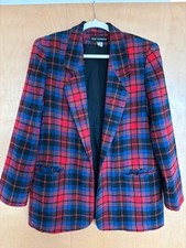Vintage Sag Harbor Red and Blue Plaid Wool Coat