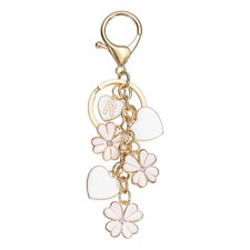 Flower Initial Keychain, Cute Key Chains Flower Purse for Women, White Letter R