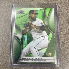 2025 Topps Chrome Black Emmanuel Clase #119 Guardians /99 Green Refractor prism