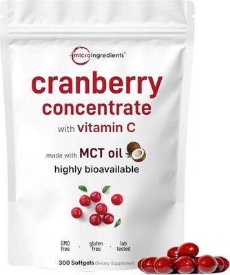 Micro Ingredients Cranberry Concentrate w/ Vit. C and MCT Oil - 300 Softgels