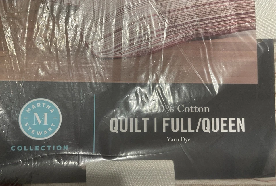 Nuevo con etiquetas Edredón completo/queen vintage de hilo de vacaciones Martha Stewart Collection, rojo/beige Foto 4 de 4