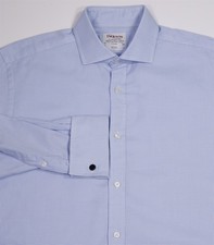 TM Lewin Luxury Slim Fit Blue White Check 2-Fold Dress Shirt 41 16-33