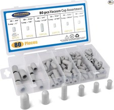 80 Pieces Vacuum Cap Assortment, Rubber, Gray 80PCS Vacuum Cap
