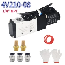 4V210-08 5 Way 2 Position Solenoid Pneumatic Air Valve 1/4"  NPT DC12V