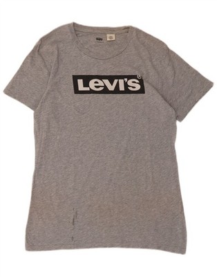 Levi's Herren Grafik T-Shirt Oberteil Small Grau Gefleckt Baumwolle LW03
