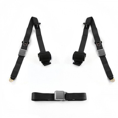  - 1966 Airplane 3pt BK Retractable Bench Seat Belt Kit - 3 Belts
