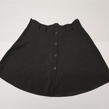 Black A Line Button Front Skirt Elastic Waist Womens Size Unknown Casual