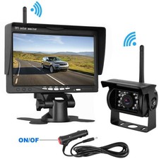 Wireless 7" Monitor IR Night Vision Backup Camera Kit for Trailer Truck RVs Bus