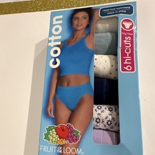Fruit of the Loom Women's Tagless Hi-Cuts Brief Panties Size 2xMulticolor 6-Pack
