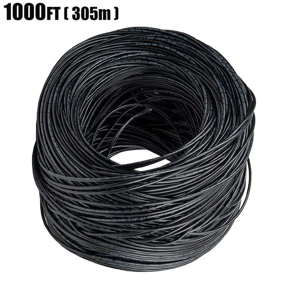 1000FT CAT6 Network LAN Ethernet UTP Bulk Cable Solid Copper Wire 23AWG Black - Image 3 of 4