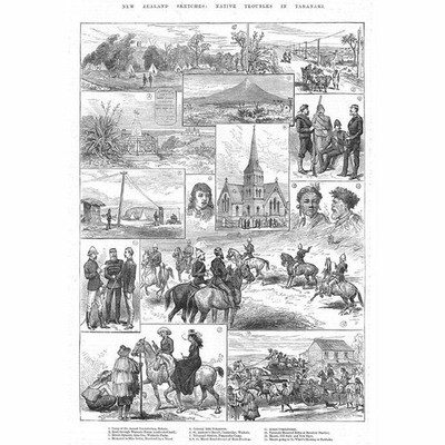 NEUSEELAND Native Troubles in Taranaki - antiker Druck 1882