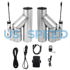 Pair 3inch Electric Exhaust Downpipe Y-pipe Valve One Remote Controller Kit