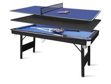 6FT Foldable 3in1 Game Table Pool Ping Pong Dining Table With Accessories