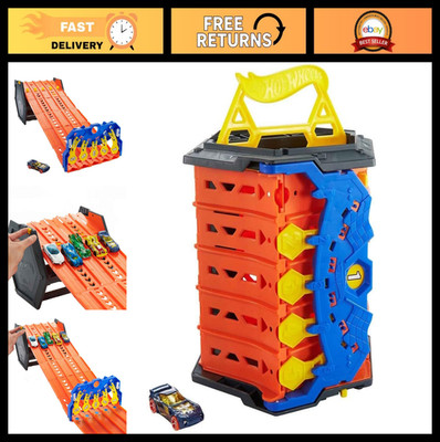 Hot Wheels Race Track Set - Roll Out Raceway with Stunt Features & Cars