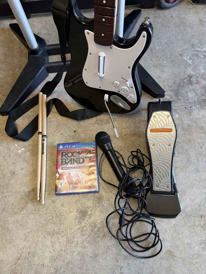 Playstation 4 5 Rock Band 4 Drum Set w/ Guitar Complete Band BUNDLE PS4 PS5 - Image 2 of 4