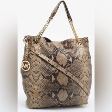 MICHAEL KORS Jet Set Chain Python Embossed Leather Shoulder Bag NWT W/ DUSTBAG