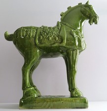 Vintage Ceramic Horse Figurine - Chinese Ceramic War Horse - 22" H X 20" L
