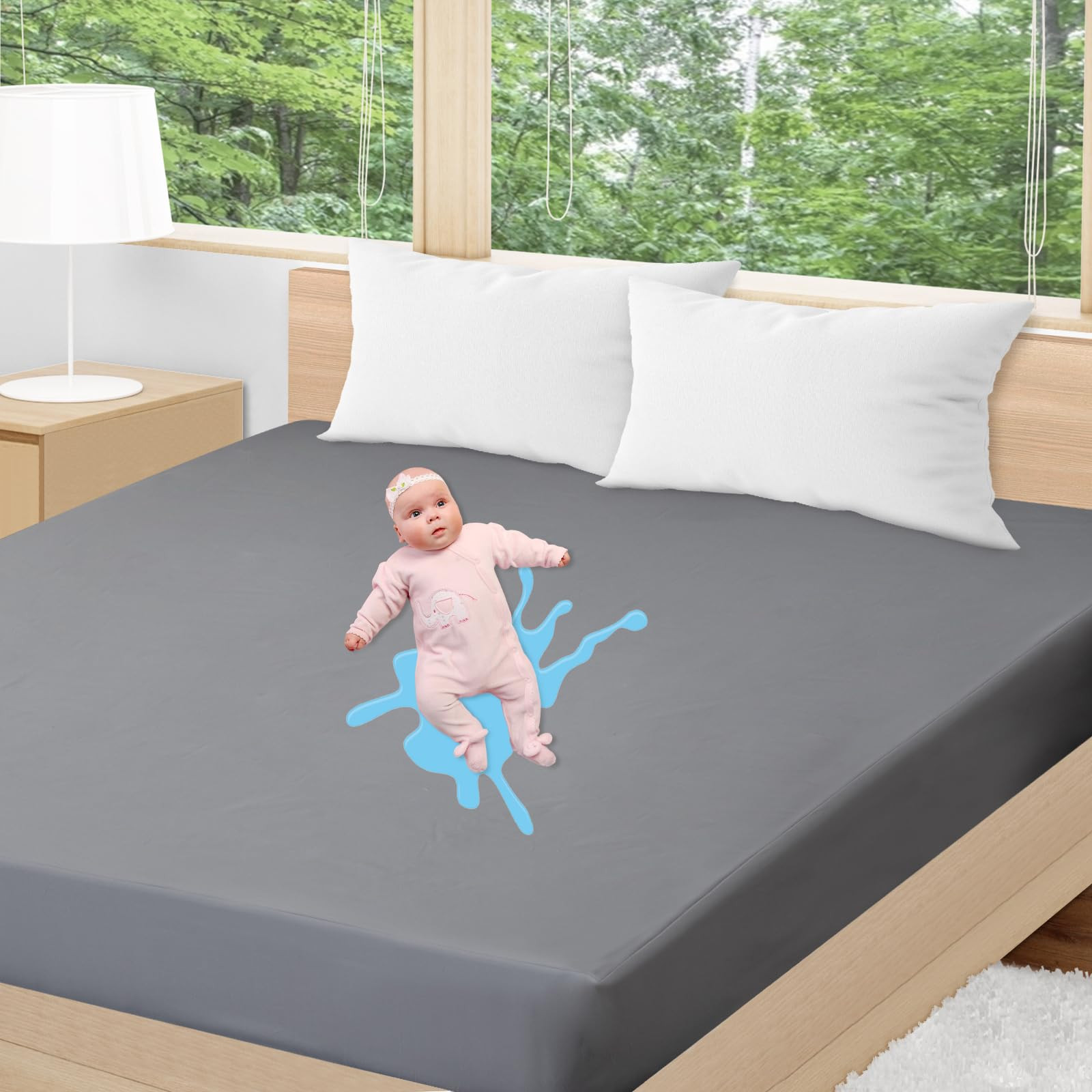 Queen Mattress Protector Waterproof, Soft Breathable Mattress Cover Noiseless...