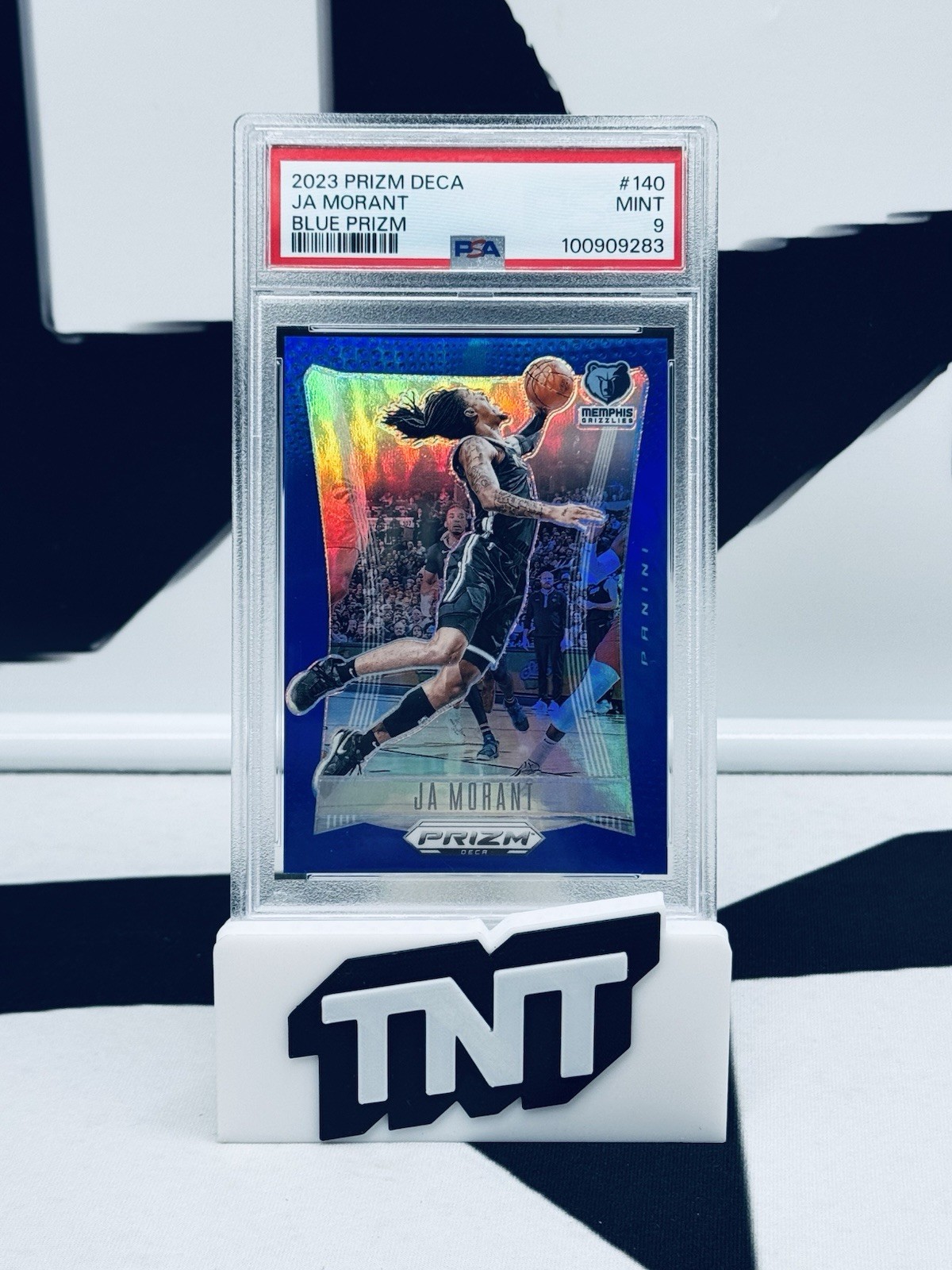 Ja Morant 2023-24 Panini Prizm Deca #140 Blue Prizm /149 PSA 9