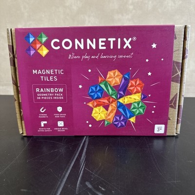 CONNETIX Magnetic Tiles Rainbow Geometry Pack, 30 Pieces