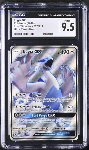 2018 POKEMON SUN & MOON LOST THUNDER #207 FULL ART/LUGIA GX CGC 9.5 MINT+