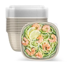 Prep - 1-Compartment Bowls with Custom Fit Lids Reusable Microwaveable Durable