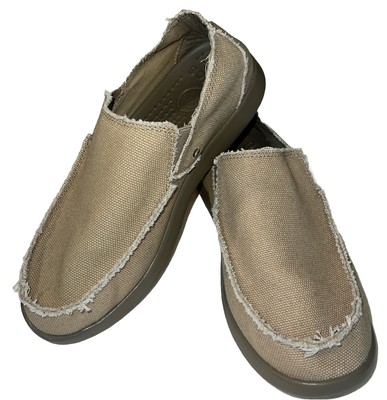 Crocs Santa Cruz Shoes Mens 7 Khaki Canvas Slip On Loafer  display picture 2