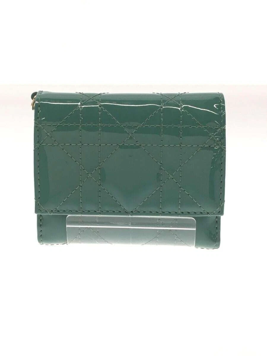Portefeuille triple Christian Dior vert émail femme