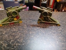 Pair 1940s Barclay Manoil Spring Firing Cannons Cast Metal