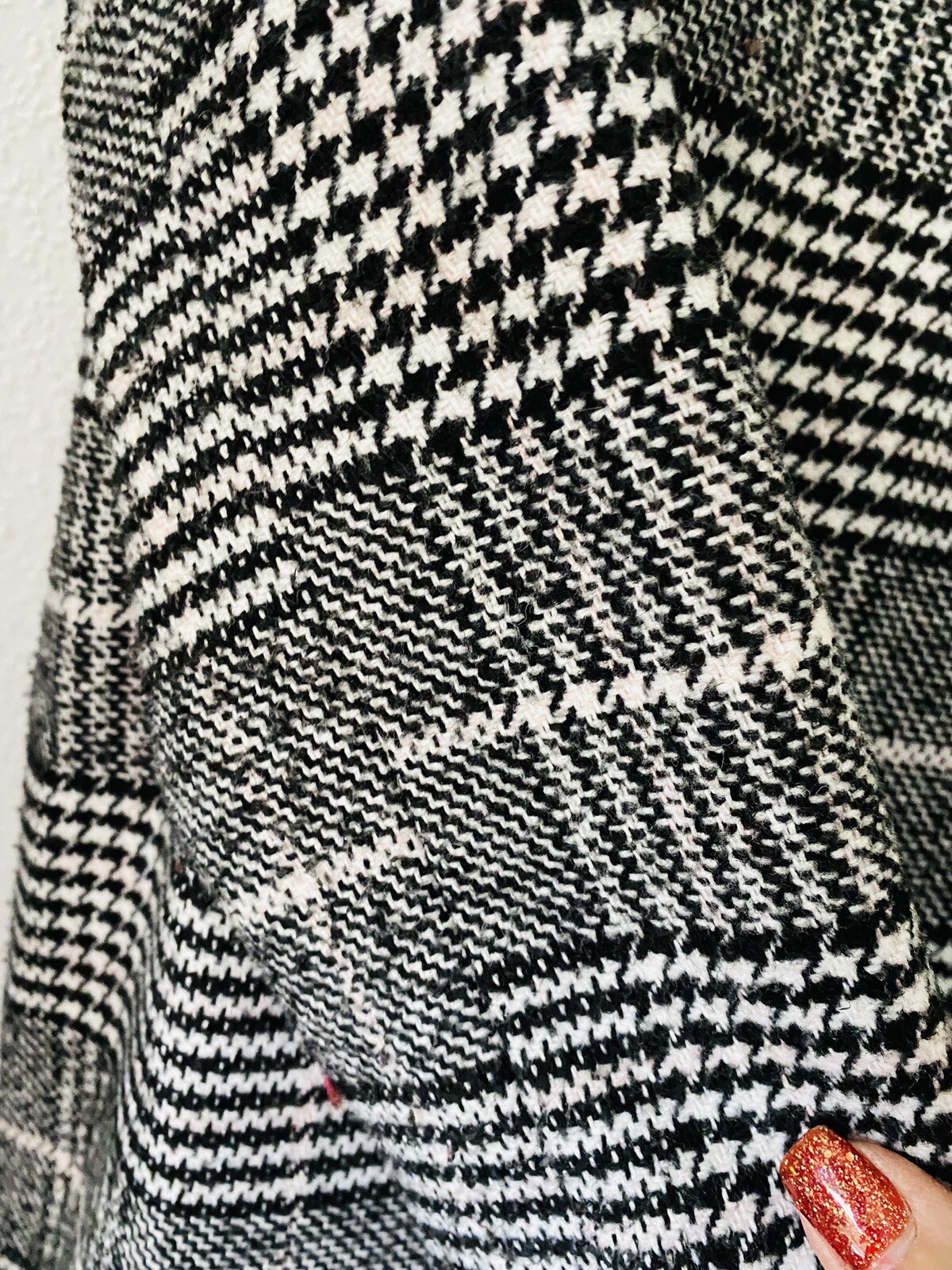 River Island Dog Tooth Check Coat Size UK 8 Black & White Lined Pockets