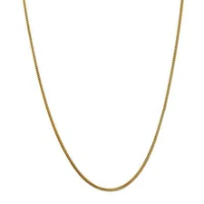 14k Yellow Real Solid Gold Franco Chain Necklace, 1.2mm, 16"