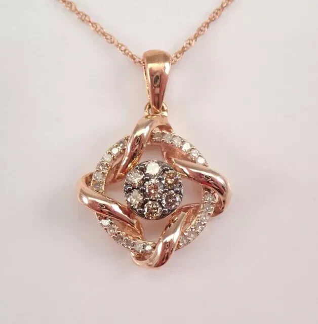 Round Cut Simulated Diamond Floral Womens Pendant 14KRose Gold Finish with Chain