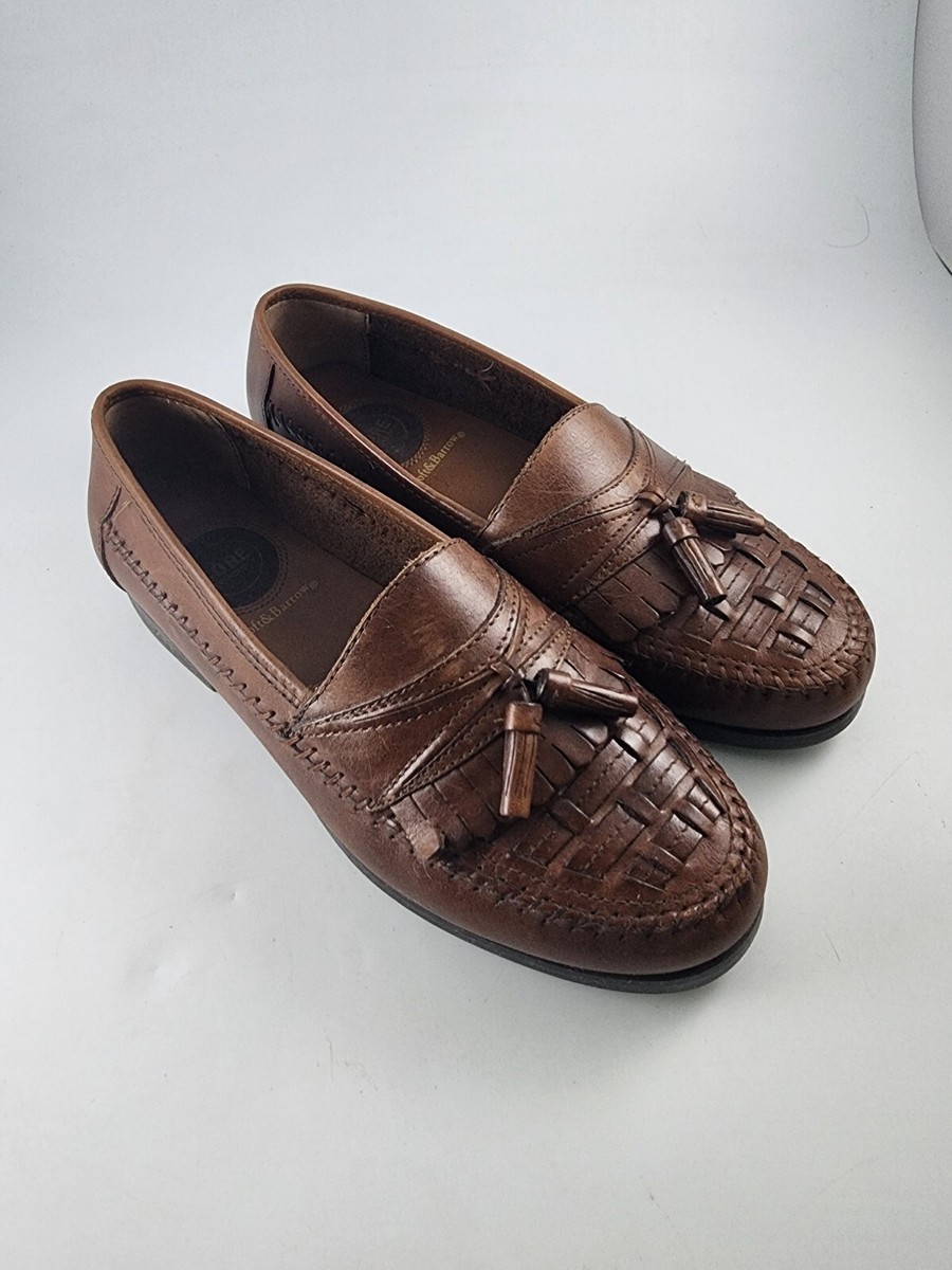 Croft Barrow Edge Men's Brown Leather Slip-On Tassled Loafer Shoes Sz  Wide