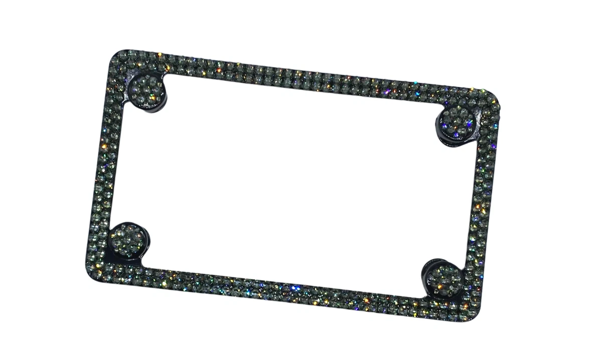 Handmade Bling Black Motorcycle License Plate Frame made with