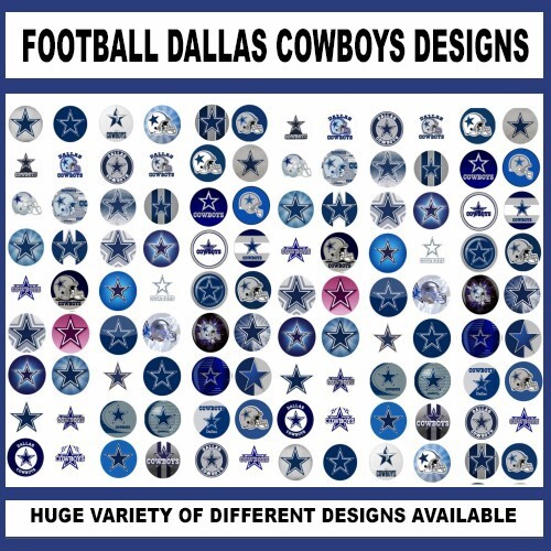100 Precut COWBOYS FOOTBALL TEAM BOTTLE CAP CHARM TRAY IMAGES 1 inch ...