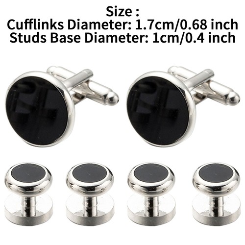 Mens Button Cuffs Wedding Tuxedo Cufflinks Natural Fastener Inlaid Studs 6Pcs - Picture 13 of 58