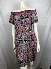 Lucky Brand Smocked Neck Dress Small Belted Boho