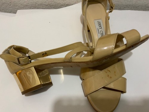 Jimmy Choo Nude Patent Leather "Merit" Sandals Size 39 - Picture 4 of 11