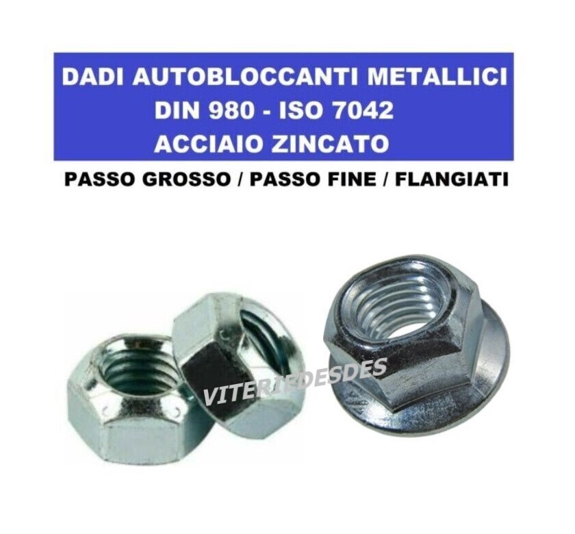DADI ANTICALORE AUTOBLOCCANTI METALLICI DIN980 CONELOCK M4 M5 M6 M8 M10