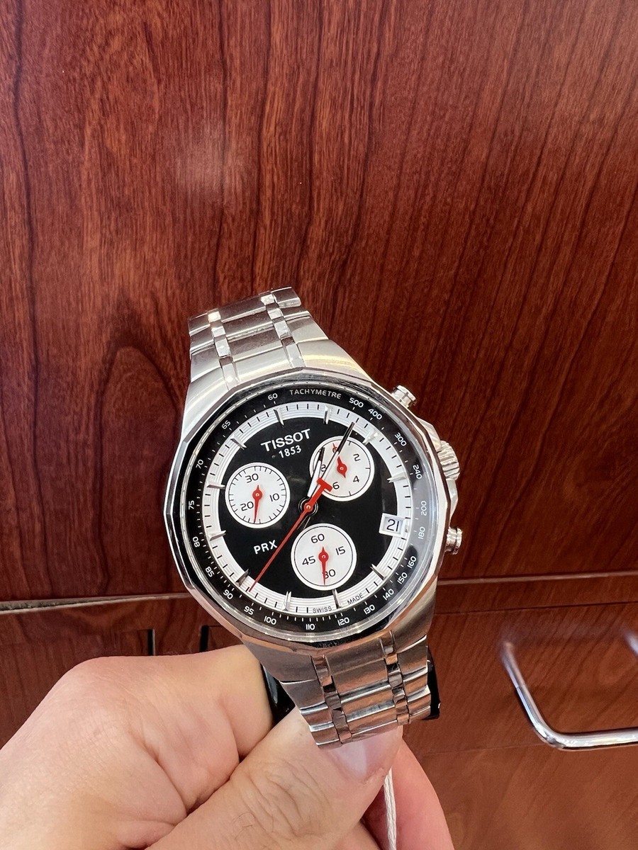 TISSOT PRX Chronograph Watch 1853 T077417A Quartz Black Dial Ti