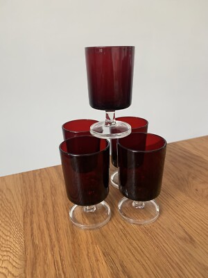 Luminarc Cristal D'arques Durand Cavalier mundgeblasen rot Glas Set