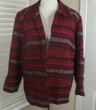 Alfred Dunner Open Front Jacket Woven Beaded Lined - Size 20W - Red Gray