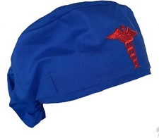 Big Hair Bouffant Royal Blue Heart Beat EKG Doctor Nurse Scrub Cap Hat