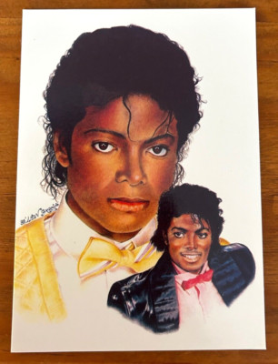 MICHAEL JACKSON postcard BY LEON GARCIA 1980s RARE unused